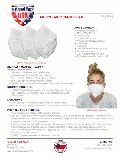 American Made KN95 Style Mask – Non-medical – 540/ Case